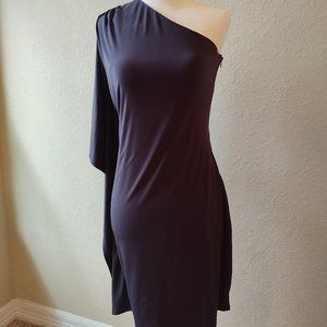 Calvin Klein Size 2 One Shoulder Grey Dress